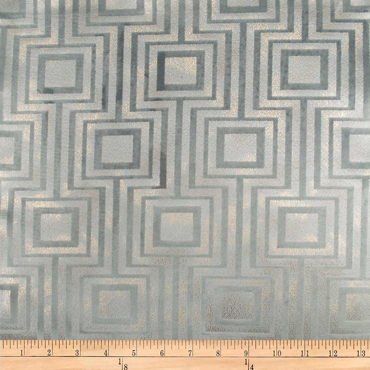 Embellished Square Steel by Europatex Designer Fabric Embellished 100% Polyester 14.2" H, 12.4" V 118.00 inches - Swanky Fabrics -
