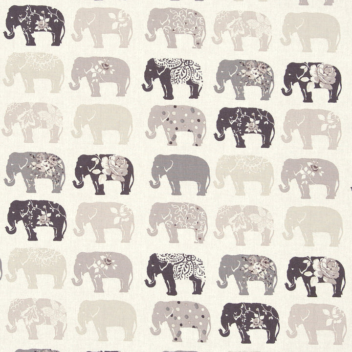 Elephants Natural by Clarke And Clarke Designer Fabric CLARKE & CLARKE BLIGHTY COTTON - 100% Turkey MEDIUM Horizontal: - and Vertical: - 54 - Swanky Fabrics -