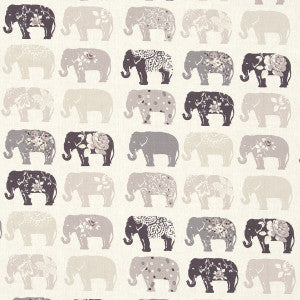 Elephants Natural by Clarke And Clarke Designer Fabric