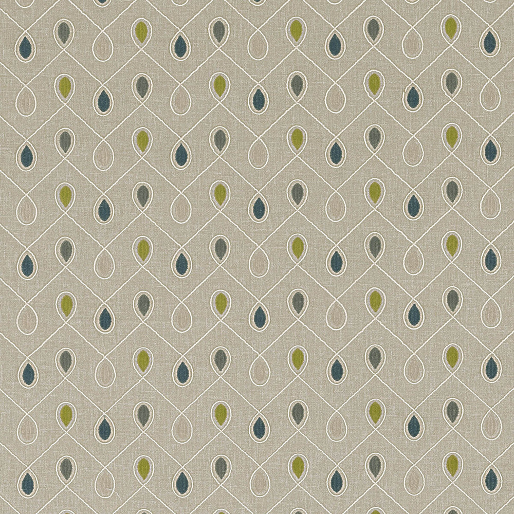 Healey Teal/Acacia by Clarke And Clarke Designer Fabric CLARKE & CLARKE RICHMOND POLYESTER - 52%;COTTON - 48% India - Horizontal: 6.3 and Vertical: 4.53 54 - Swanky Fabrics -