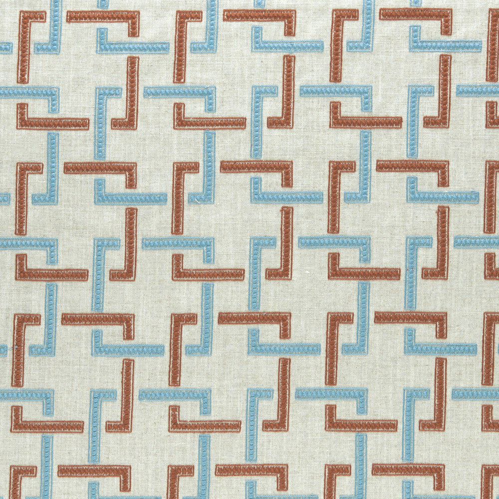 Sekai Cinnabar/Aqua by Clarke And Clarke Fabric Clarke And Clarke Fabric Sekai Cinnabar/AquaFabric CLARKE & CLARKE AMARA VISCOSE - 70%;LINEN - 30% India </p><p>Repeat: H: 6.57, V: 6.22 55 - Fabric Carolina -