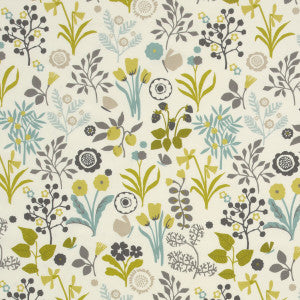 Frida Charteuse/Charcoal by Clarke And Clarke Designer Fabric