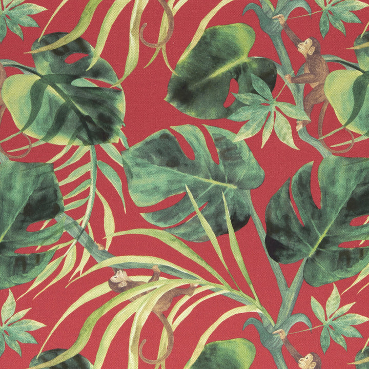 Monkey Business Rouge by Clarke And Clarke Designer Fabric CLARKE & CLARKE COLONY COTTON - 60%;LINEN - 40% Spain HEAVY Horizontal: 17.99 and Vertical: 17.52 54 - Swanky Fabrics -