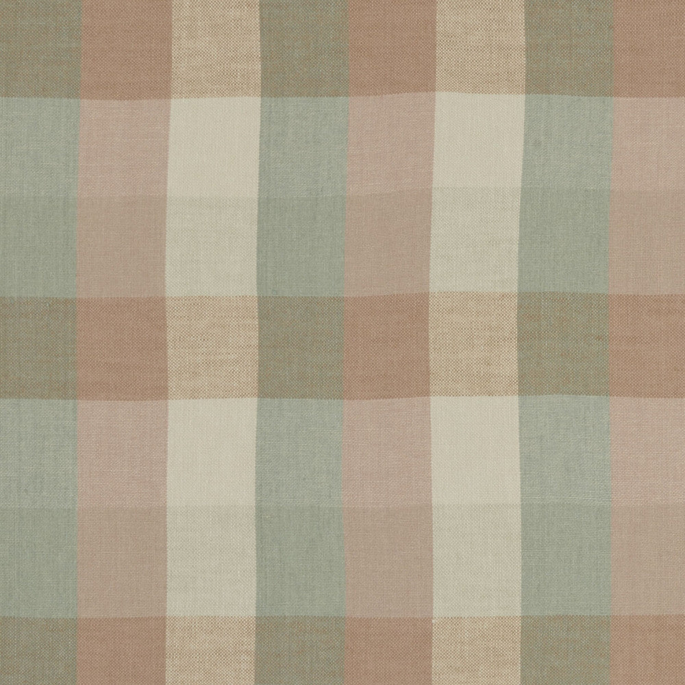 Austin Check Mineral/Blush by Clarke And Clarke Designer Fabric CLARKE & CLARKE CASTLE GARDEN LINEN - 100% Turkey HEAVY Horizontal: 6.89 and Vertical: 7.68 53 - Swanky Fabrics -