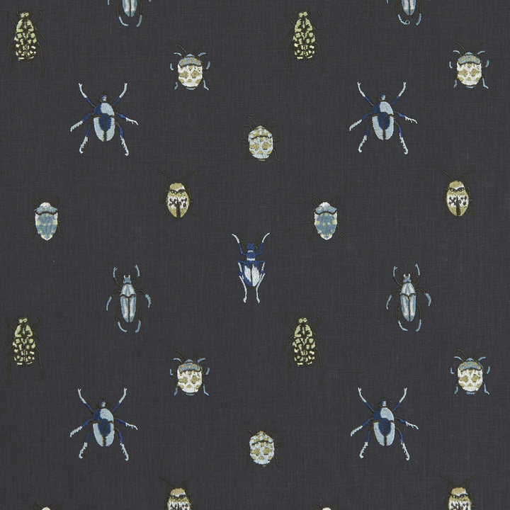 Beetle Mineral by Clarke And Clarke Designer Fabric CLARKE & CLARKE BOTANICA VISCOSE - 75%;LINEN - 25% India - Horizontal: 8.27 and Vertical: 9.06 54 - Swanky Fabrics -