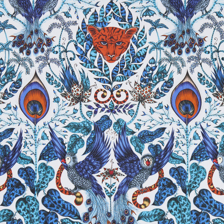 Amazon Blue by Clarke And Clarke Designer Fabric ANIMALIA BY EMMA J SHIPLEY FOR C&C COTTON - 100% United Kingdom HEAVY Horizontal: 13.58 and Vertical: 24.61 54 - Swanky Fabrics -