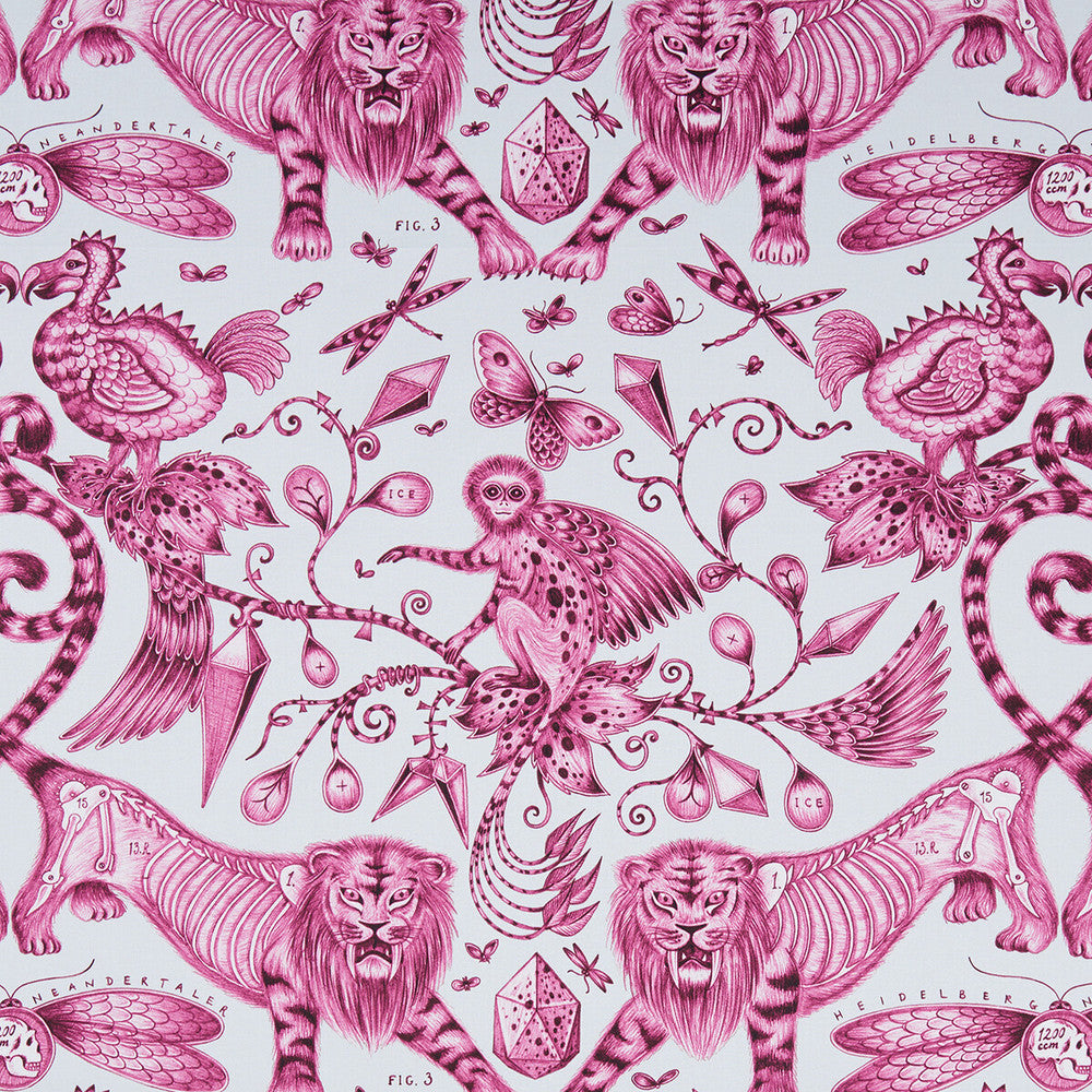 Extinct Magenta by Clarke And Clarke Fabric Clarke And Clarke Fabric Extinct MagentaFabric ANIMALIA BY EMMA J SHIPLEY FOR C&C COTTON - 100% United Kingdom </p><p>Repeat: H: 27.17, V: 22.24 54 - Fabric Carolina -