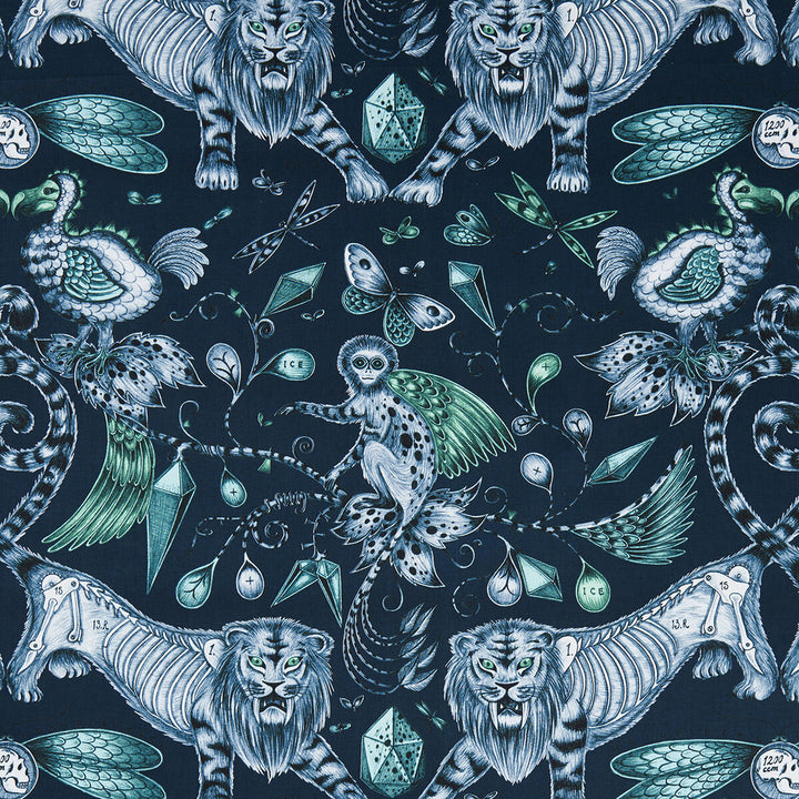 Extinct Navy by Clarke And Clarke Fabric Clarke And Clarke Fabric Extinct NavyFabric ANIMALIA BY EMMA J SHIPLEY FOR C&C COTTON - 100% United Kingdom </p><p>Repeat: H: 27.17, V: 22.24 54 - Fabric Carolina -