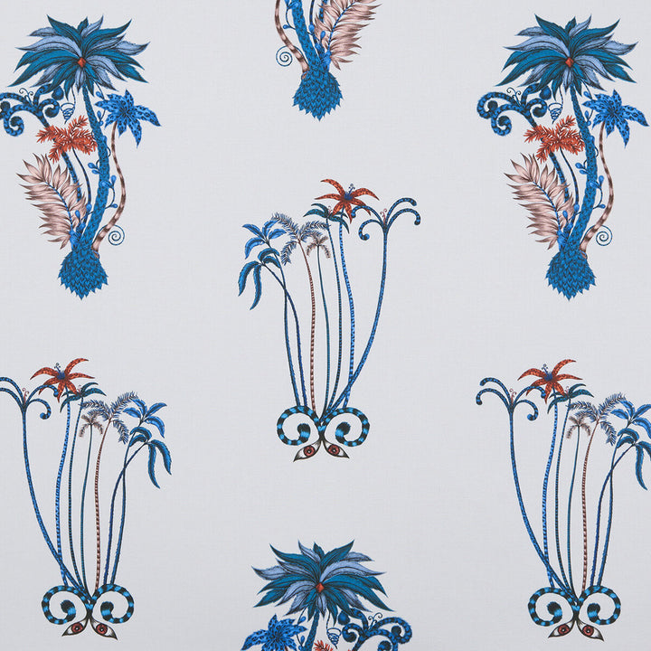 Jungle Palms Blue by Clarke And Clarke Fabric Clarke And Clarke Fabric Jungle Palms BlueFabric ANIMALIA BY EMMA J SHIPLEY FOR C&C COTTON - 100% United Kingdom </p><p>Repeat: H: 18.11, V: 26.18 54 - Fabric Carolina -
