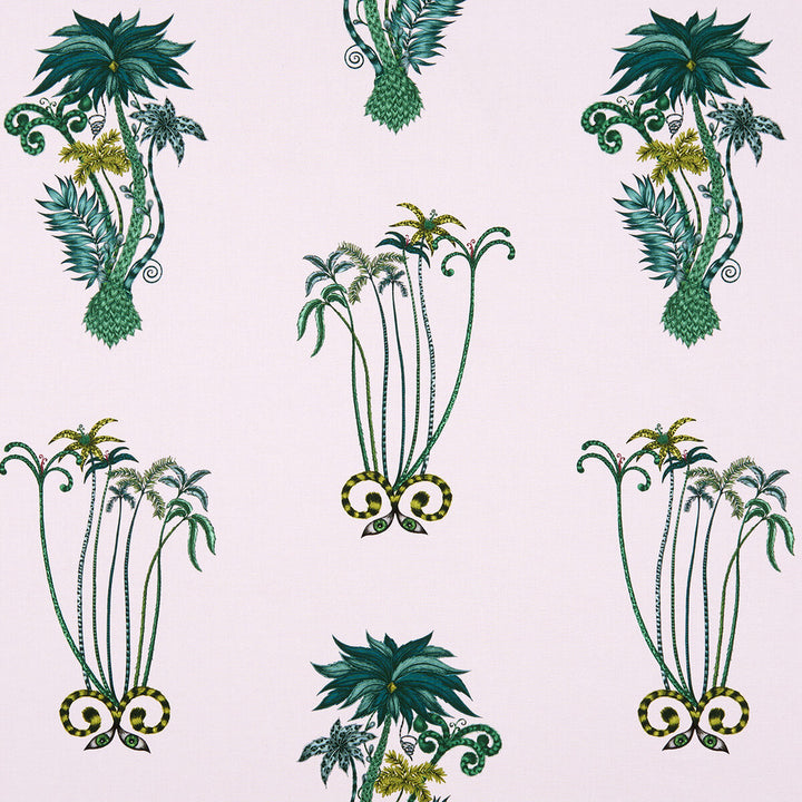 Jungle Palms Pink by Clarke And Clarke Designer Fabric ANIMALIA BY EMMA J SHIPLEY FOR C&C COTTON - 100% United Kingdom HEAVY Horizontal: 18.11 and Vertical: 26.18 54 - Swanky Fabrics -