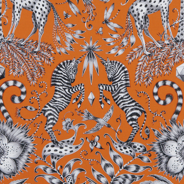 Kruger Flame by Clarke And Clarke Designer Fabric ANIMALIA BY EMMA J SHIPLEY FOR C&C COTTON - 100% United Kingdom HEAVY Horizontal: 13.58 and Vertical: 22.44 54 - Swanky Fabrics -