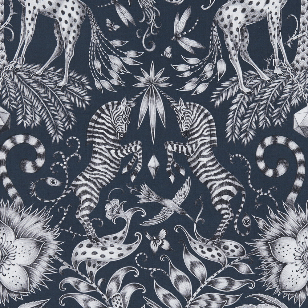 Kruger Navy by Clarke And Clarke Fabric Clarke And Clarke Fabric Kruger NavyFabric ANIMALIA BY EMMA J SHIPLEY FOR C&C COTTON - 100% United Kingdom </p><p>Repeat: H: 13.58, V: 22.44 54 - Fabric Carolina -