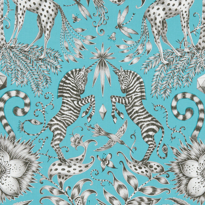 Kruger Teal by Clarke And Clarke Fabric Clarke And Clarke Fabric Kruger TealFabric ANIMALIA BY EMMA J SHIPLEY FOR C&C COTTON - 100% United Kingdom </p><p>Repeat: H: 13.58, V: 22.44 54 - Fabric Carolina -