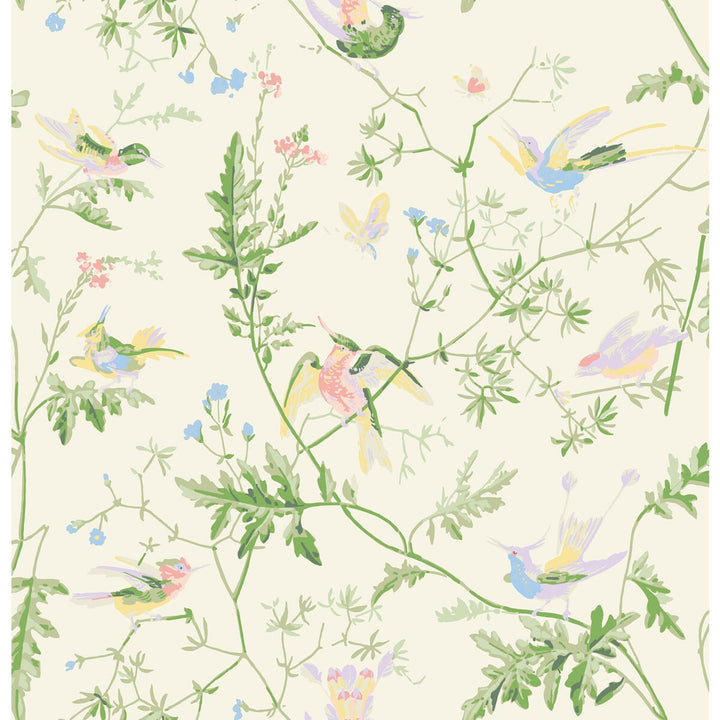 Hummingbirds Bright Multi by Cole & Son Designer Fabric COLE & SON CONTEMPORARY FABRICS SILK - 100% India Horizontal: 25 and Vertical: 22.65 50 - Swanky Fabrics -