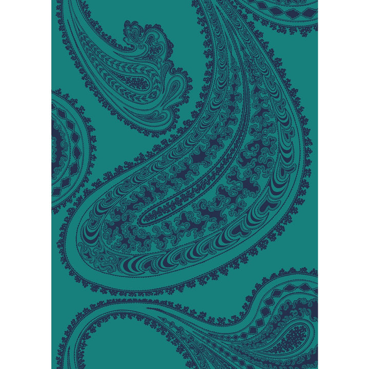 Rajapur Ink On Petrol by Cole & Son Designer Fabric COLE & SON CONTEMPORARY FABRICS COTTON - 66%;VISCOSE - 31%;POLYESTER - 3% Italy HEAVY Horizontal: 17.45 and Vertical: 24 52.36 - Swanky Fabrics -