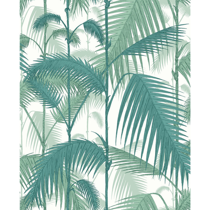 Palm Jungle Tea Virid Chlk by Cole & Son Designer Fabric COLE & SON CONTEMPORARY FABRICS LINEN - 61%;COTTON - 29%;NYLON - 10% Italy HEAVY Horizontal: 17.7 and Vertical: 22 53 - Swanky Fabrics -