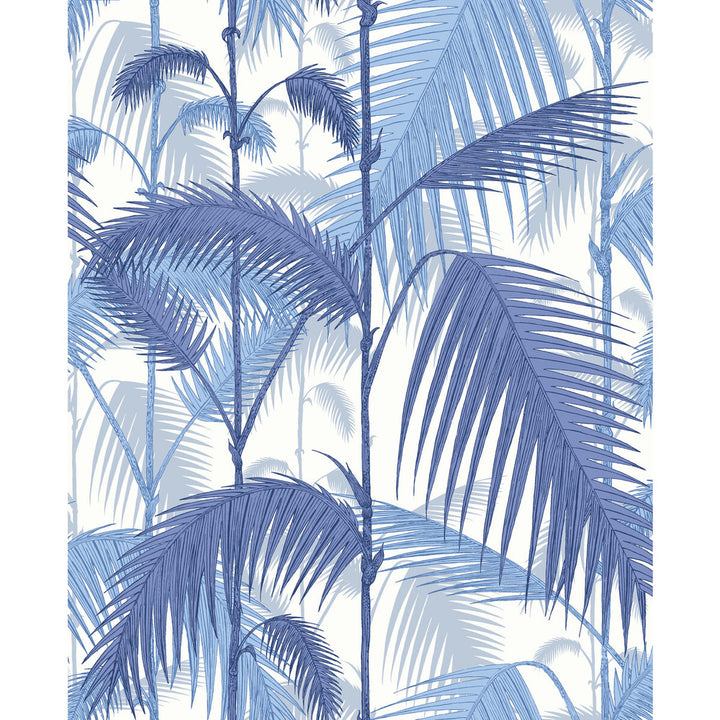 Palm Jungle Hyaci On Wht by Cole & Son Designer Fabric COLE & SON CONTEMPORARY FABRICS LINEN - 61%;COTTON - 29%;NYLON - 10% Italy HEAVY Horizontal: 17.7 and Vertical: 22 53 - Swanky Fabrics -