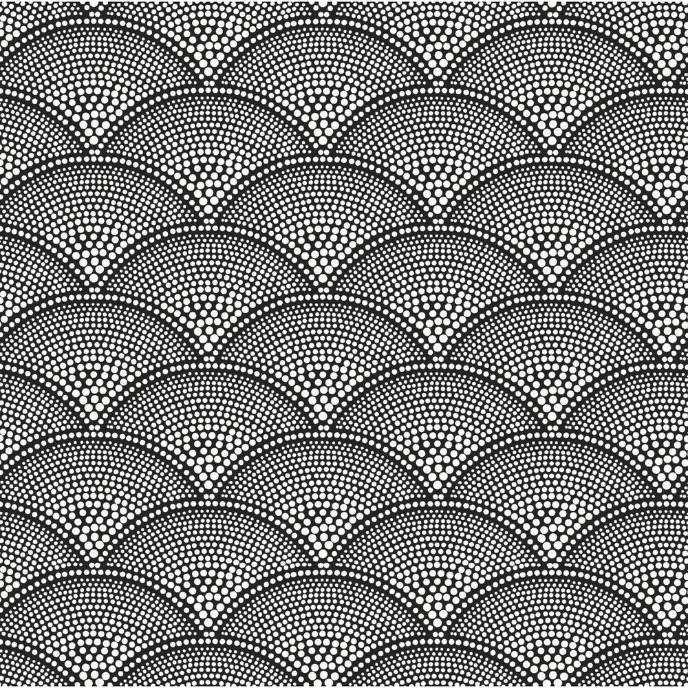 Feather Fan Wht On Blk by Cole & Son Designer Fabric COLE & SON CONTEMPORARY FABRICS VISCOSE - 77%;POLYESTER - 23% Italy HEAVY Horizontal: 7 and Vertical: 4 55.7 - Swanky Fabrics -
