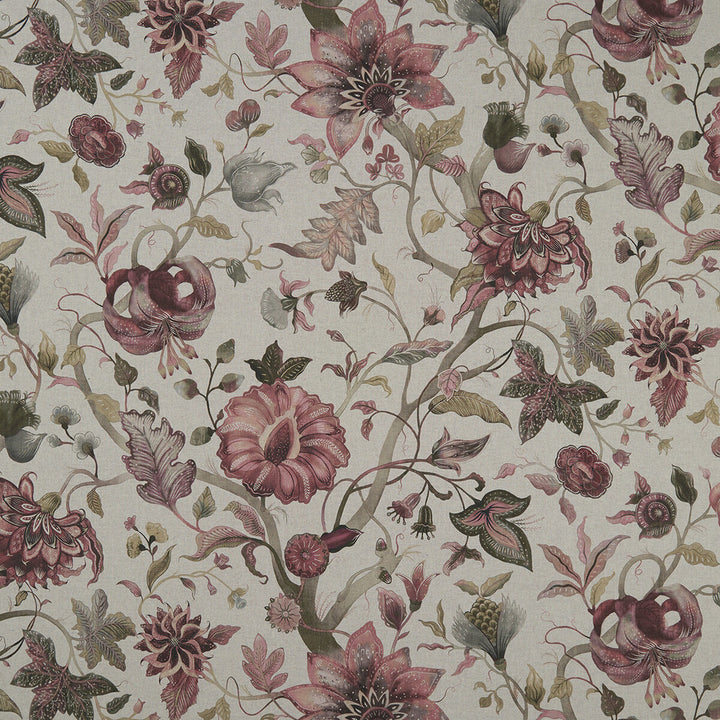 Delilah Culla Winterberry/Linen by Clarke And Clarke Designer Fabric CLARKE & CLARKE COUNTRY GARDEN COTTON - 80%;POLYESTER - 20% Spain MEDIUM Horizontal: and Vertical: 54.375 - Swanky Fabrics -