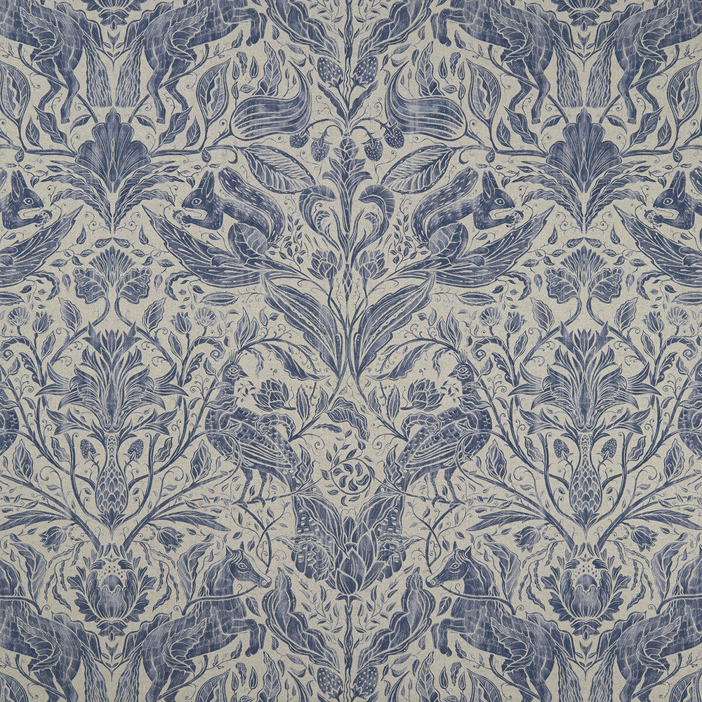 Forest Trail Ink by Clarke And Clarke Designer Fabric CLARKE & CLARKE COUNTRY GARDEN COTTON - 80%;POLYESTER - 20% Spain MEDIUM Horizontal: 26.97 and Vertical: 34.65 54 - Swanky Fabrics -