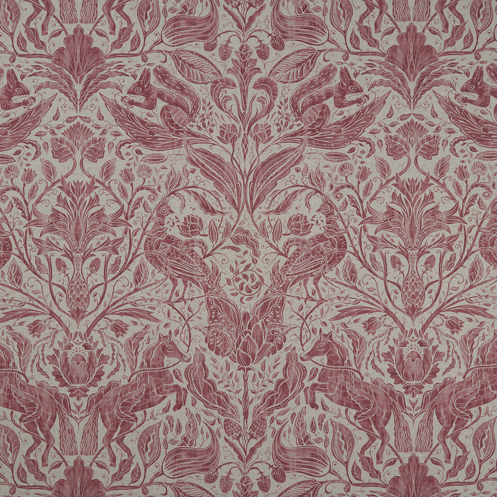Forest Trail Raspberry by Clarke And Clarke Designer Fabric CLARKE & CLARKE COUNTRY GARDEN COTTON - 80%;POLYESTER - 20% Spain MEDIUM Horizontal: 26.97 and Vertical: 34.65 54 - Swanky Fabrics -