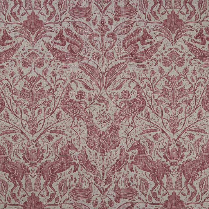 Forest Trail Raspberry by Clarke And Clarke Designer Fabric CLARKE & CLARKE COUNTRY GARDEN COTTON - 80%;POLYESTER - 20% Spain MEDIUM Horizontal: 26.97 and Vertical: 34.65 54 - Swanky Fabrics -