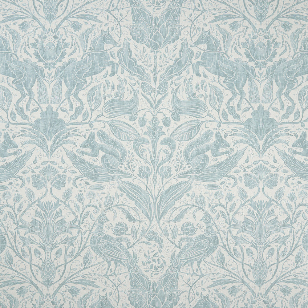 Forest Trail Duckegg by Clarke And Clarke Designer Fabric CLARKE & CLARKE COUNTRY GARDEN COTTON - 100% Spain MEDIUM Horizontal: 26.97 and Vertical: 34.65 54 - Swanky Fabrics -