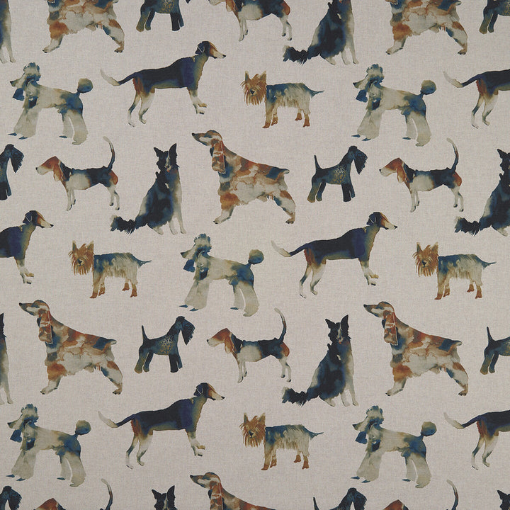 Walkies Linen by Clarke And Clarke Designer Fabric CLARKE & CLARKE COUNTRY GARDEN COTTON - 80%;POLYESTER - 20% Spain MEDIUM Horizontal: 26.97 and Vertical: 26.77 54 - Swanky Fabrics -
