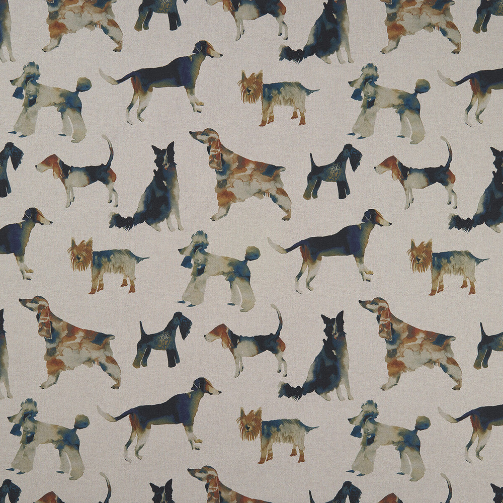 Walkies Linen by Clarke And Clarke Designer Fabric CLARKE & CLARKE COUNTRY GARDEN COTTON - 80%;POLYESTER - 20% Spain MEDIUM Horizontal: 26.97 and Vertical: 26.77 54 - Swanky Fabrics -
