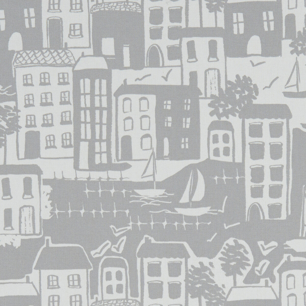 Waterside Grey by Clarke And Clarke Designer Fabric CLARKE & CLARKE LAND & SEA COTTON - 100% Turkey MEDIUM Horizontal: 26.97 and Vertical: 12.4 54 - Swanky Fabrics -