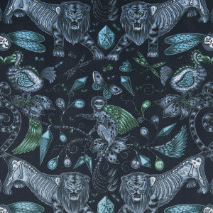 Extinct Velvet Navy by Clarke And Clarke Designer Fabric