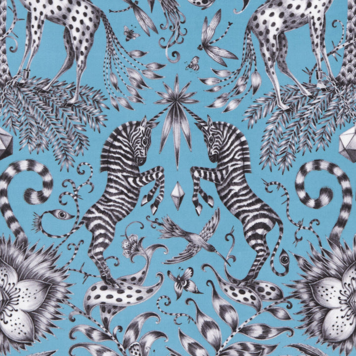 Kruger Velvet Teal by Clarke And Clarke Designer Fabric ANIMALIA BY EMMA J SHIPLEY FOR C&C POLYESTER - 100% Spain HEAVY Horizontal: 13.78 and Vertical: 22.44 54 - Swanky Fabrics -