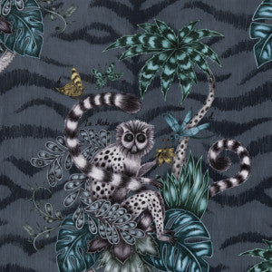 Lemur Velvet Navy by Clarke And Clarke Designer Fabric