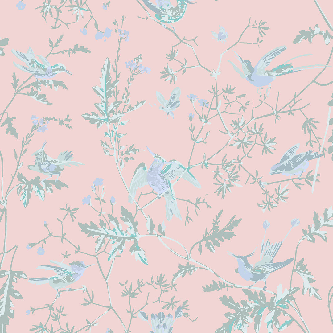 Hummingbirds Silk - Blush F125/1001.CS.0 by Cole & Son Designer Fabric