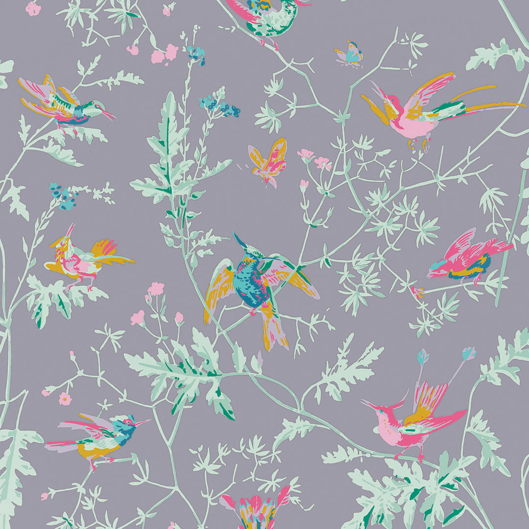 Hummingbirds Silk - Purple F125/1002.CS.0 by Cole & Son Designer Fabric