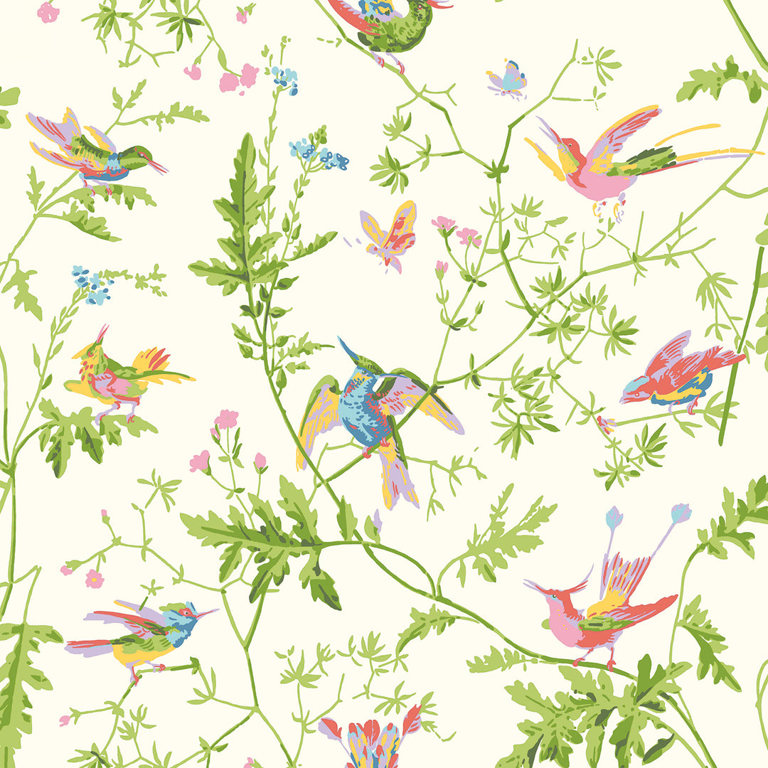 Hummingbirds Silk - Pearl F125/1003.CS.0 by Cole & Son Designer Fabric