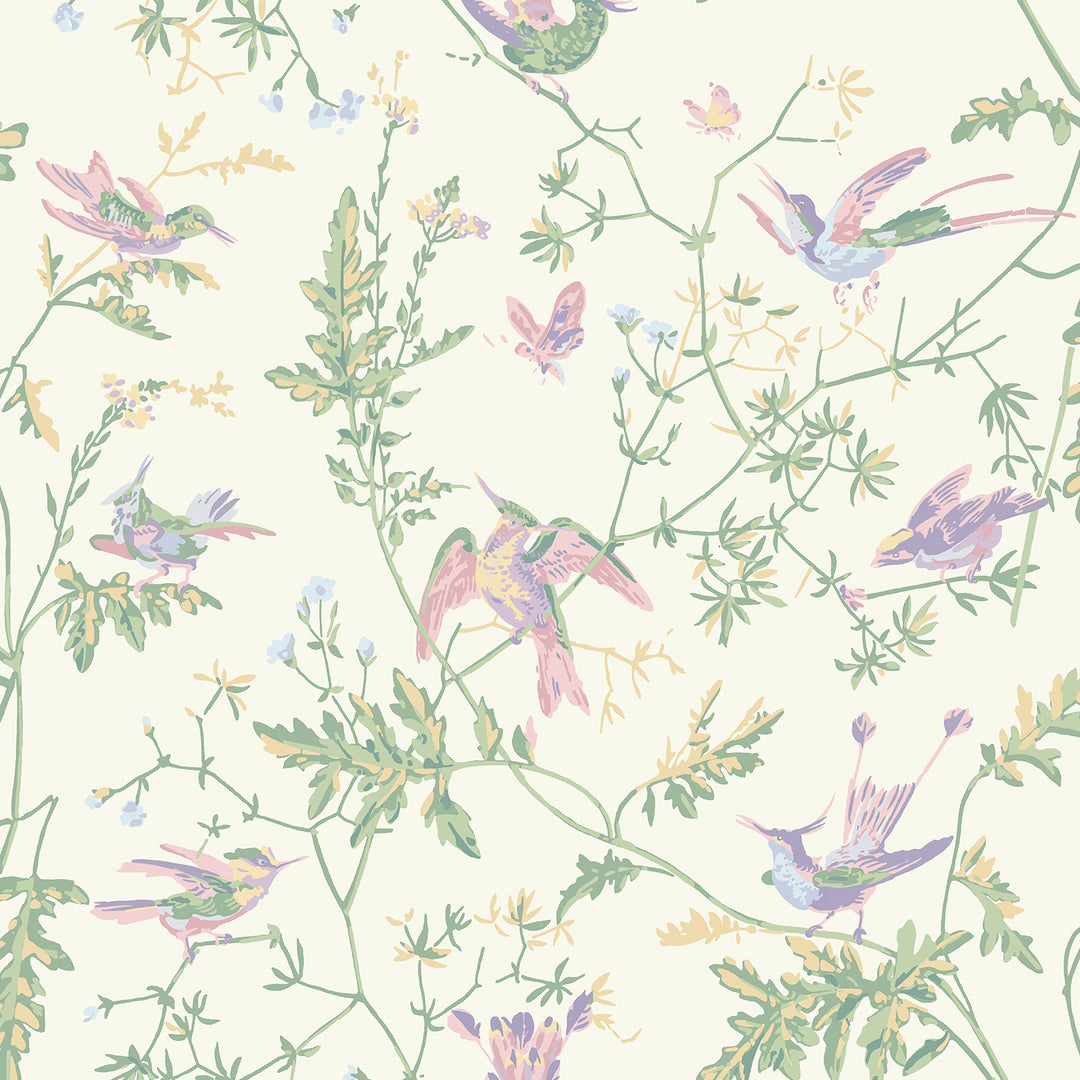 Hummingbirds Cotton Print - Blush/Sage F125/3009.CS.0 by Cole & Son Designer Fabric