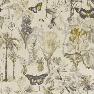 Botany Charcoal/Chartreuse by Clarke And Clarke Designer Fabric