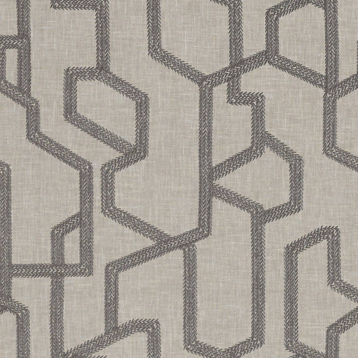 Labyrinth Charcoal by Clarke And Clarke Designer Fabric CLARKE & CLARKE EXOTICA POLYESTER - 52%;COTTON - 48% India Horizontal: 12.875 and Vertical: 12.5 54 - Swanky Fabrics -