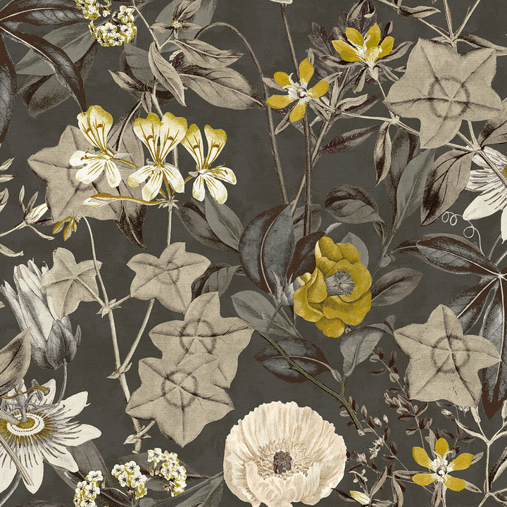 Passiflora Charcoal by Clarke And Clarke Designer Fabric CLARKE & CLARKE EXOTICA POLYESTER - 100% India HEAVY Horizontal: 54 and Vertical: 27 54.75 - Swanky Fabrics -