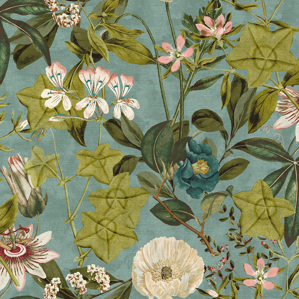 Passiflora Mineral/Blush by Clarke And Clarke Designer Fabric CLARKE & CLARKE EXOTICA POLYESTER - 100% India HEAVY Horizontal: 54 and Vertical: 27 54.75 - Swanky Fabrics -
