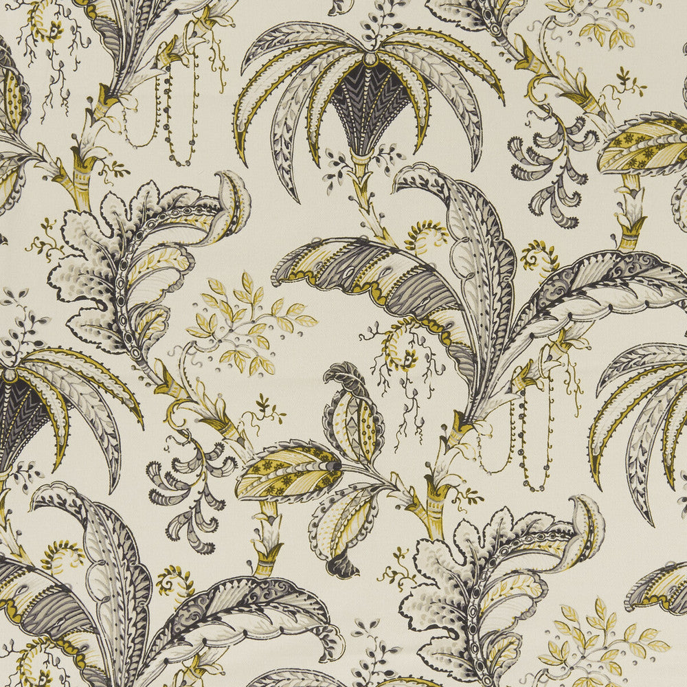 Ophelia Charcoal/Ochre by Clarke And Clarke Designer Fabric CLARKE & CLARKE EDEN COTTON - 90%;LINEN - 10% Spain MEDIUM Horizontal: 26.625 and Vertical: 24.875 54.375 - Swanky Fabrics -