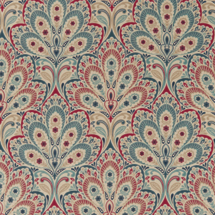 Persia Denim/Raspberry by Clarke And Clarke Designer Fabric CLARKE & CLARKE EDEN COTTON - 90%;LINEN - 10% Spain MEDIUM Horizontal: 13.375 and Vertical: 13.5 54.375 - Swanky Fabrics -