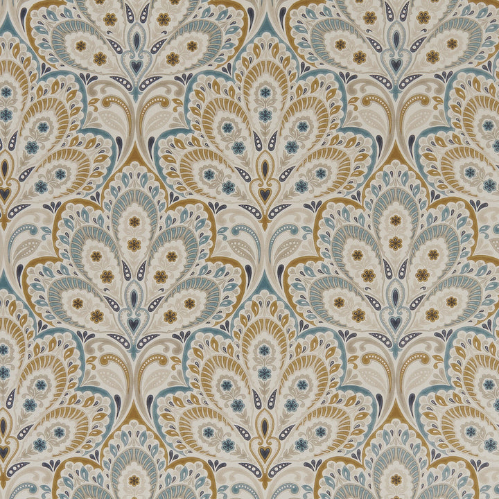 Persia Teal/Spice by Clarke And Clarke Designer Fabric CLARKE & CLARKE EDEN COTTON - 90%;LINEN - 10% Spain MEDIUM Horizontal: 13.375 and Vertical: 13.5 54.375 - Swanky Fabrics -