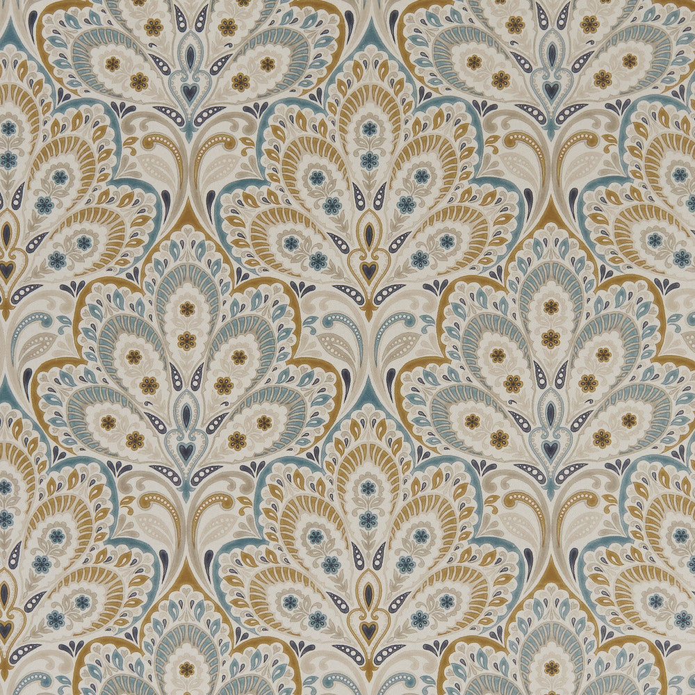 Persia Teal/Spice by Clarke And Clarke Fabric Clarke And Clarke Fabric Persia Teal/SpiceFabric CLARKE & CLARKE EDEN COTTON - 90%;LINEN - 10% Spain </p><p>Repeat: H: 13.375, V: 13.5 54.375 - Fabric Carolina -