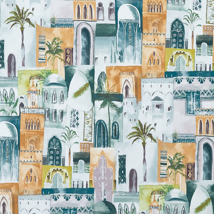 Marrakech Teal/Spice by Clarke And Clarke Designer Fabric CLARKE & CLARKE PRINCE OF PERSIA COTTON - 100% India HEAVY Horizontal: 26.7575 and Vertical: 24.813 53.625 - Swanky Fabrics -