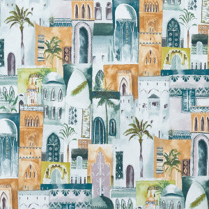 Marrakech Teal/Spice by Clarke And Clarke Designer Fabric