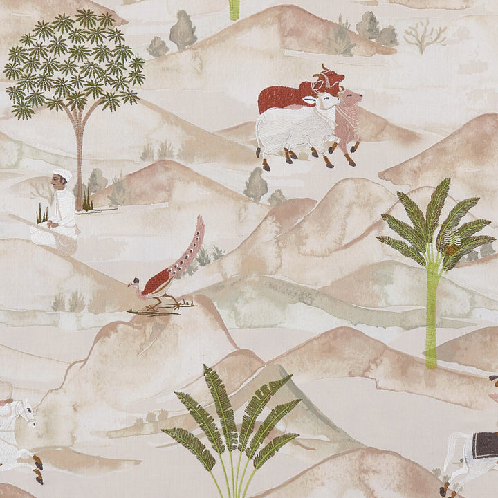 Sahara Apple/Blush by Clarke And Clarke Designer Fabric CLARKE & CLARKE PRINCE OF PERSIA COTTON - 85%;VISCOSE - 15% India - Horizontal: 24.813 and Vertical: 25.813 51.625 - Swanky Fabrics -