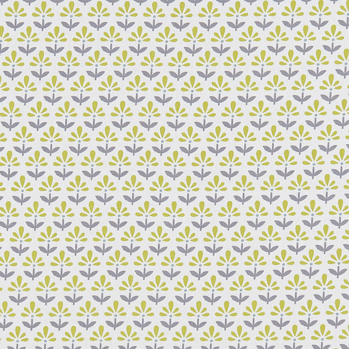 Fleur Chartreuse/Charcoal by Clarke And Clarke Designer Fabric CLARKE & CLARKE CO-ORDINATES COTTON - 100% Turkey MEDIUM Horizontal: 1.375 and Vertical: 2.5 54 - Swanky Fabrics -