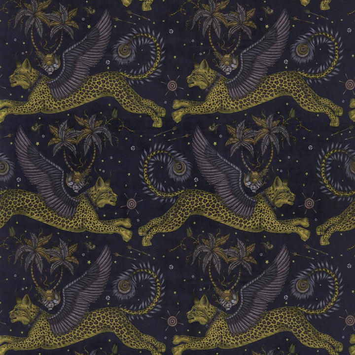Lynx Velvet Charcoal by Clarke And Clarke Designer Fabric WILDERIE BY EMMA J SHIPLEY FOR C&C POLYESTER - 100% Spain HEAVY Horizontal: 27 and Vertical: 34.1 55 - Swanky Fabrics -